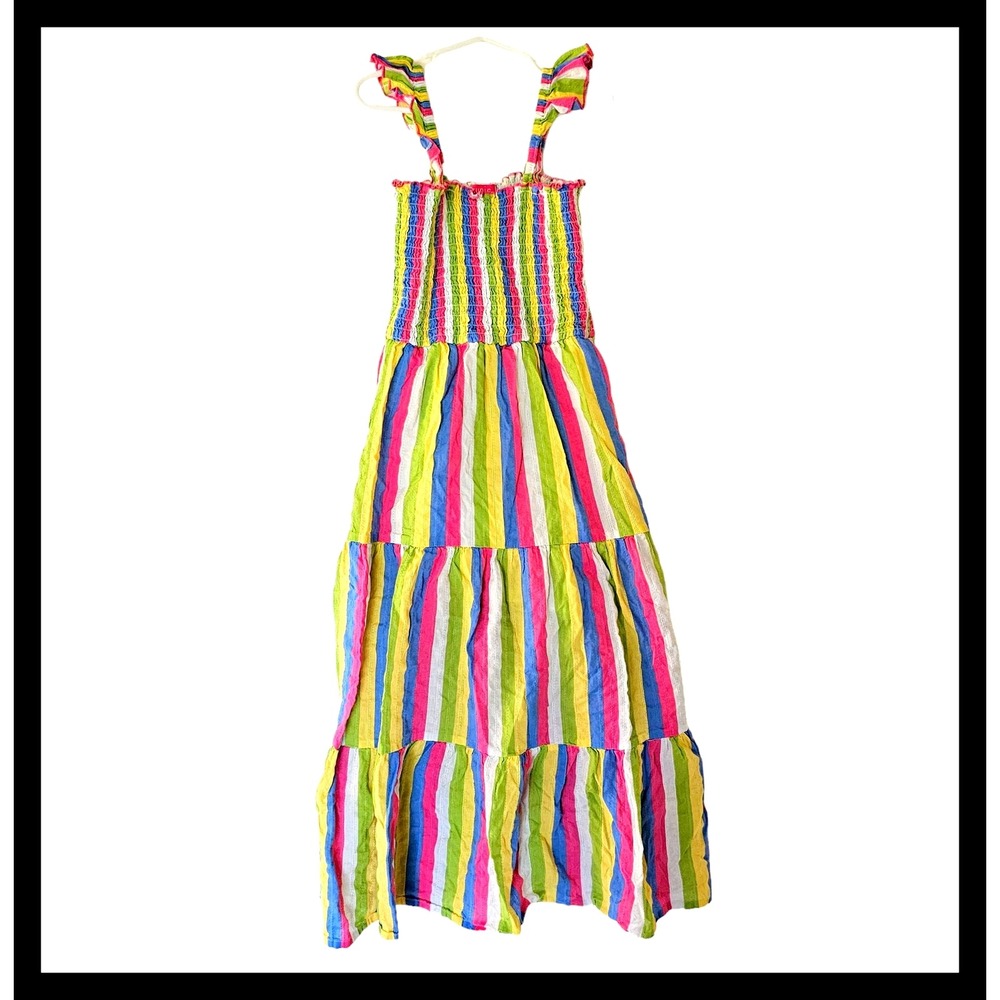 Zunie Girl's Cotton Long Dress Multicolored Stripes size 10 12 Years Maxi